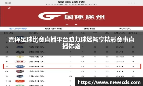 嘉祥足球比赛直播平台助力球迷畅享精彩赛事直播体验